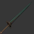 Ornate Fantasy Sword With Teal Blade Twisted Hilt And Metallic Design Elements