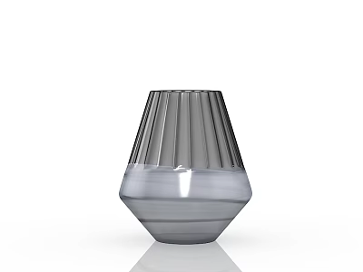 Modern Ceramic Vessel With Striped Design And Gray White Gradient Surface 3d model
