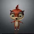 Cute 3D Animated Cartoon Character With Red Fur Big Yellow Eyes And White Belly