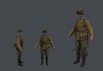 Realistic World War II German Military Uniform Realistic World War II Military Uniform Clothes German Military Boots Helmet Weapon 3d model