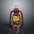 Vintage Copper Kerosene Lamp With Glass Shade And Warm Yellow Light