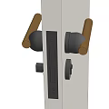 Modern Wooden Lever Door Handle with Brass Base and Keyhole Lock Design