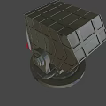 Military Weapon Rocket Launcher With Cube Structure And Circular Openings On Base Near Small Rocket 3d model