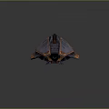 Sci-Fi Spaceship Model With Metallic Gray And Orange Accents And Geometric Panel Details