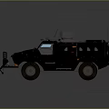 Armored Military Vehicle With Front Plow Roof Mounted Equipment And Off Road Tires