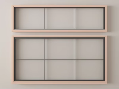 Casement Windows with Light Colored Frame and Grid Glass Panel Design 3d model