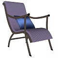 Modern Lounge Chair With Wooden Frame Striped Fabric Dark Cushion And Metal Accents
