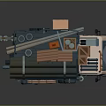 Light Pink Truck Loaded With Pipes Tires And Orange Wood Cartoon Style Concept Design Vehicle