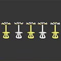 Flower Shaped Decorative Ornament Set With Yellow And Silver Bases And Transparent Crystal Decorations