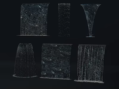 Contemporary Water Fountains Featuring Six Unique Geometric Shapes and Flowing Water 3d model