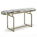 Modern Console Table With Black And White Marble Top And Gold Metal Frame