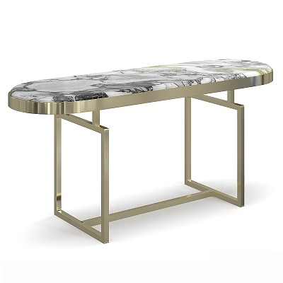 Modern Console Table With Black And White Marble Top And Gold Metal Frame 3d model