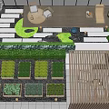 Roof Garden With Lush Greenery Outdoor Seating Raised Planters And Paved Pathways