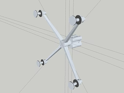 Building Exterior Wall Support System With Metal Frame And Glass Mounting Parts 3d model