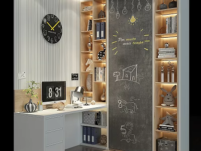 Modern Multi Tiered Bookshelf With Decorative Figurines Books And Built In Lighting 3d model