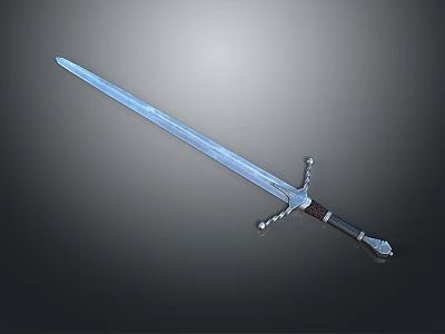 Decorative Medieval Weapon Sword With Long Metal Blade And Ornate Hilt Design 3d model
