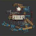 Blue Humanoid Game Movie Character With Mechanical Structure And Colorful Gaming Elements