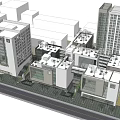 Modern Office Buildings With Urban Architectural Design And Varying Heights In City Setting
