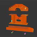 Three Separated Orange Industrial Mechanical Equipment Components With Holes And Bolts