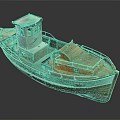 Vintage Wooden Metal Model Boat With Detailed Cabin And Deck Structure