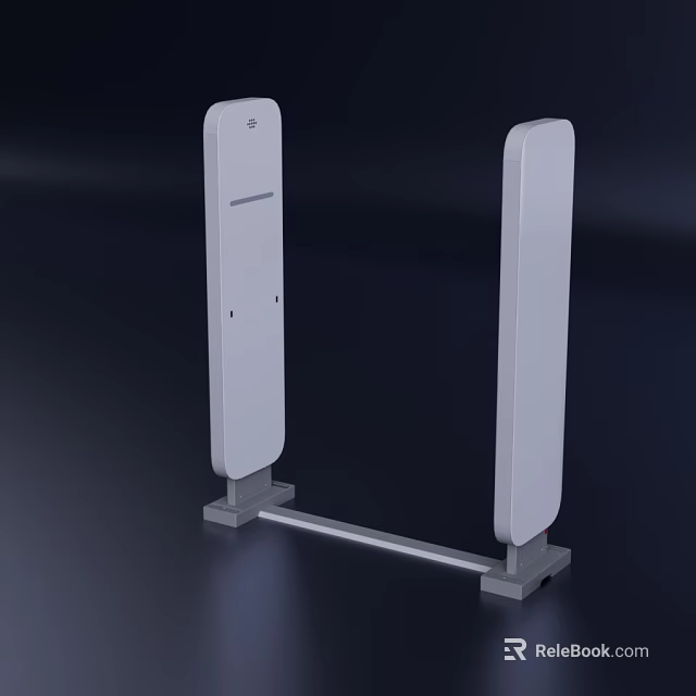 White Turnstile Gate With Vertical Pillars And Base Structure For Entry Control 3d model