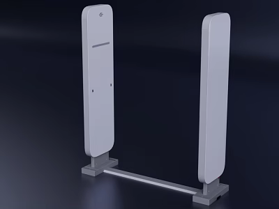 White Turnstile Gate With Vertical Pillars And Base Structure For Entry Control 3d model