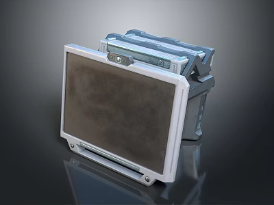 Portable Industrial Display Device With Gray Casing And Protective Screen Panel 3d model