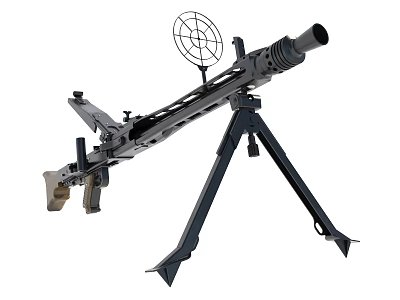 Military Machine Gun With Tripod Mount And Radar Sight For Combat Operations 3d model