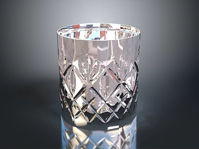 Elegant Crystal Candle Holder With Diamond Cut Design Transparent Household Decor 3d model
