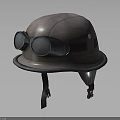 Vintage Brown Leather Helmet With Attached Goggles For Stylish Headwear Accessory