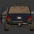 Rusty Old SUV With Roof Rack Open Door And Worn Tires