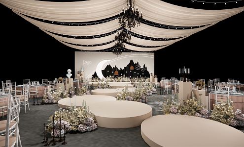 Modern Wedding Scene Wedding Champagne 3d model