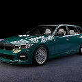 Modern Green Station Wagon With Shiny Exterior And Silver Alloy Wheels