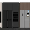 Modern Kitchen Refrigerators In Different Colors With Matching Kitchen Appliances 3d model