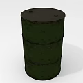 Green Military Style Metal Drum With Cylindrical Design And Rustic Surface