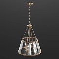 Elegant Modern Chandelier With Gold Metal Frame Clear Glass Shade And Hanging Chain