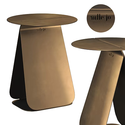 Modern Brass Side Table with Unique Base Design and Mille Jo Logo for Contemporary Living 3d model