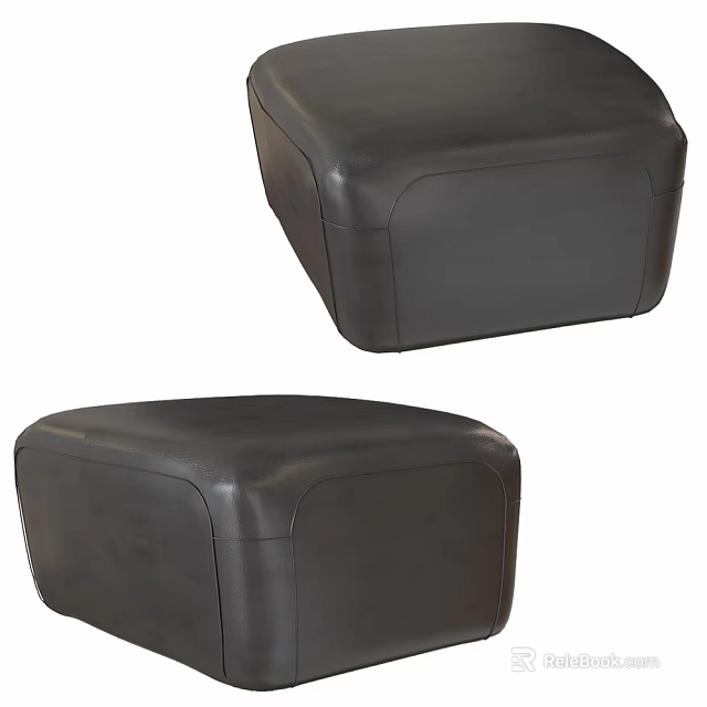 Black Leather Sofa Stools With Modern Simple Design For Living Room 3d model