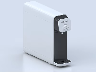 Modern White Household Water Dispenser Electrical Appliance With Control Knob And Black Panel 3d model