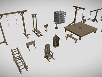 modern instruments of torture device torture prison facility cell dungeon 3d model