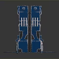 Futuristic Sci-Fi Blue Metallic Gate With Intricate Design And Decorative Structure Elements 3d model