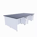Simple Gray Functional Desk With Drawers Cabinet And Mobile Wheels For Office Use
