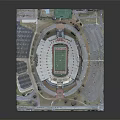 Aerial View Of Indiana Hawks Football Stadium With Green Turf And White Seats