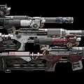 Futuristic Sci Fi Firearms With Mechanical Details And Varied Color Designs