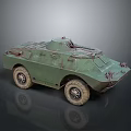 Green Armored Military Vehicle With Four Wheels And Vintage Body Structure