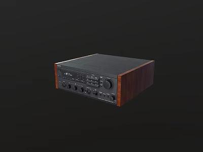 Sony Black Stereo Receiver With Wooden Side Panels And Control Knobs 3d model