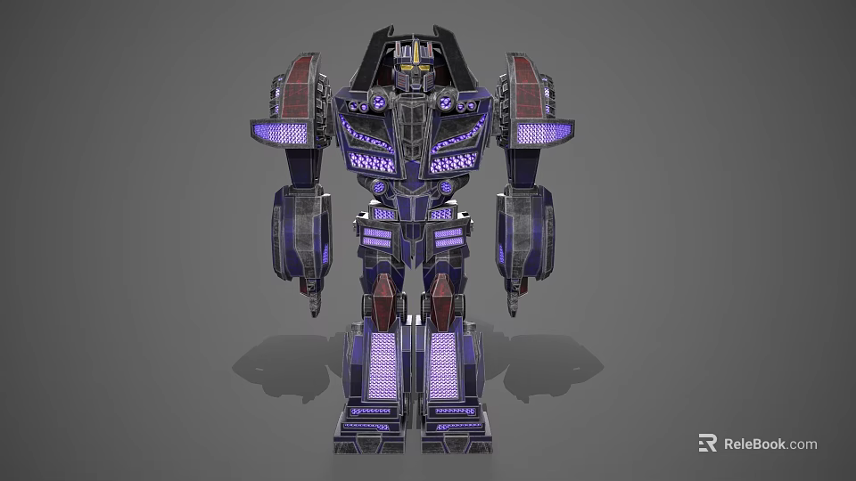 Sci Fi Game Movie Character With Purple Glowing Mechanical Structure And Metallic Design 3d model 