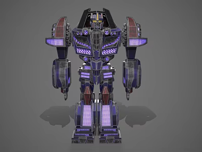 Sci Fi Game Movie Character With Purple Glowing Mechanical Structure And Metallic Design 3d model