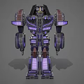 Sci Fi Game Movie Character With Purple Glowing Mechanical Structure And Metallic Design