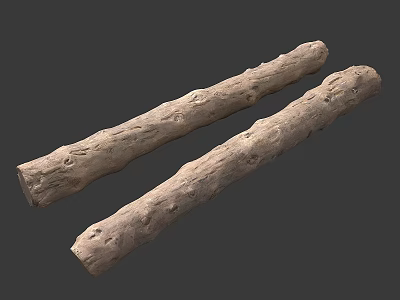 Natural Stone Wood Long Logs With Textured Surface For Rustic Decorative Elements 3d model